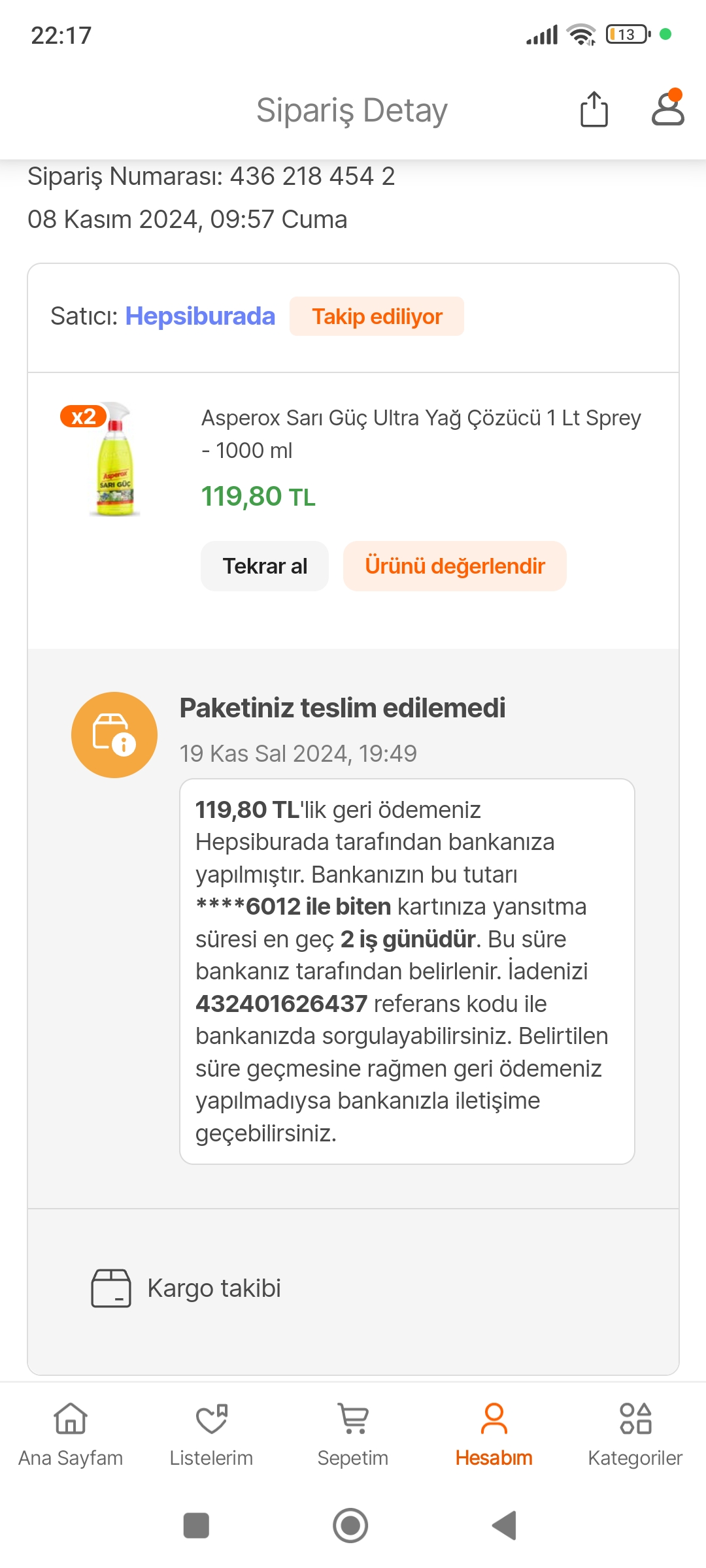 Hepsiburada pişmanlıktır