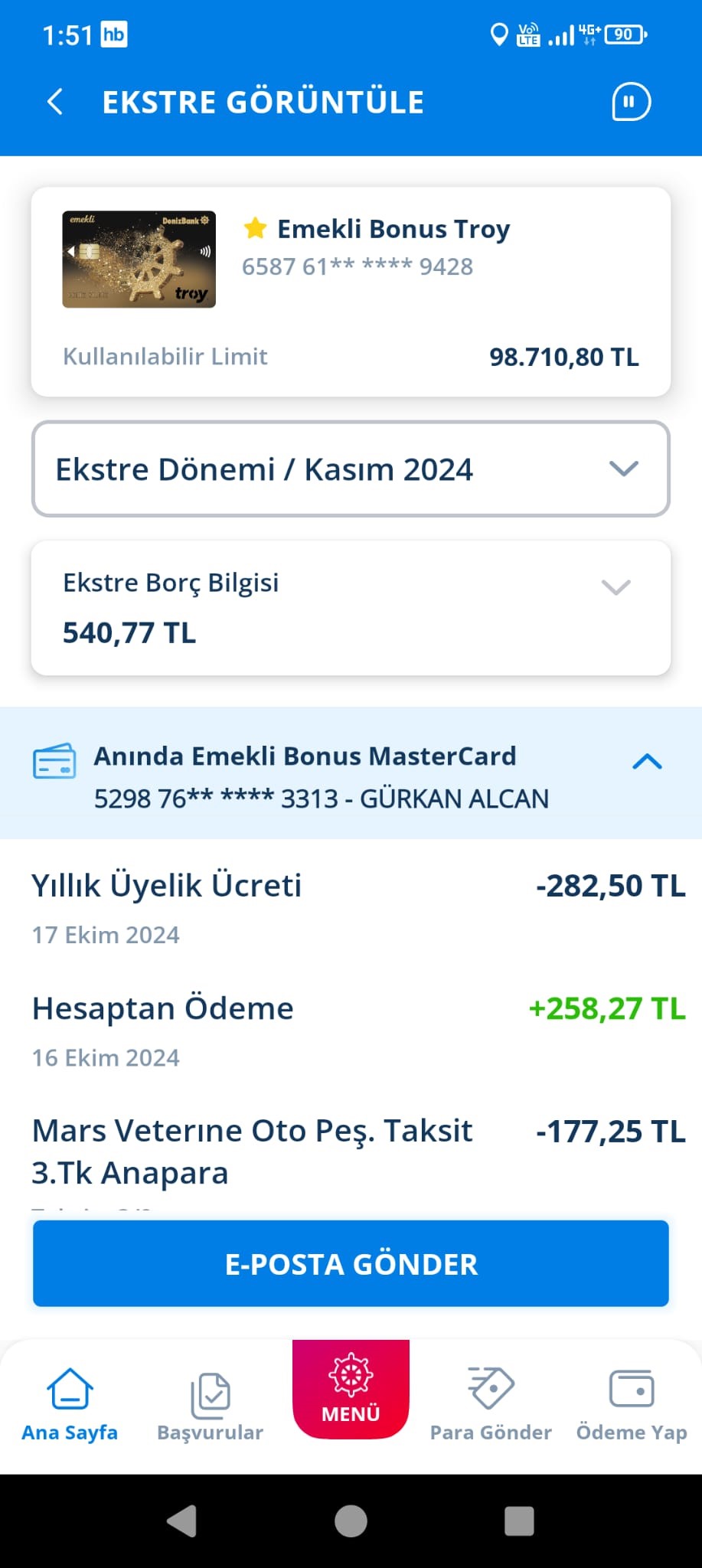 Deni̇zbank Kredi̇ Karti Yillik Üyeli̇k Ücreti̇